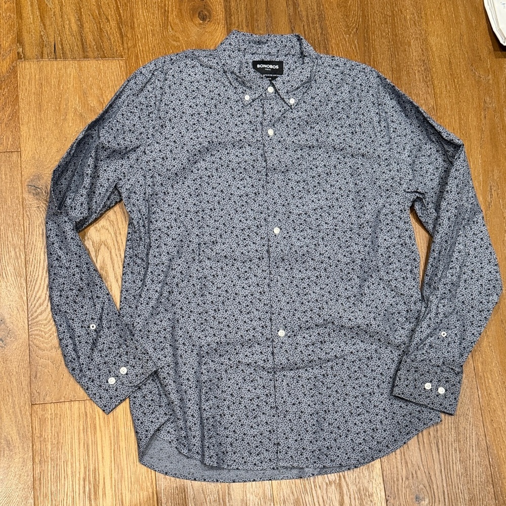 Bonobos Men's Navy Floral Button Down Shirt